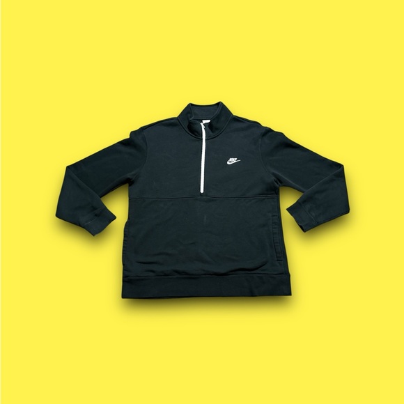 Nike Sportswear Club Fleece Half Zip Fleece Pullover Black White Large - Picture 1 of 4